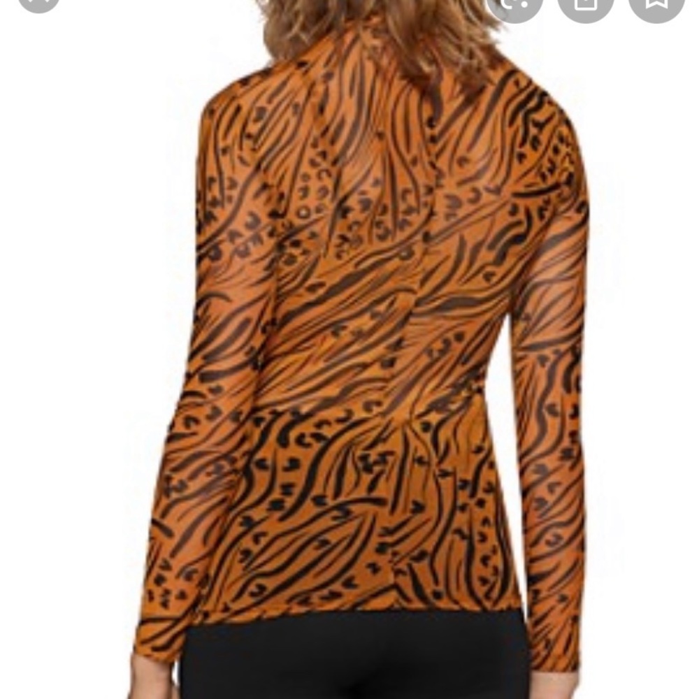 BCBGeneration Vibrant Orange Patterned Long Sleev… - image 2